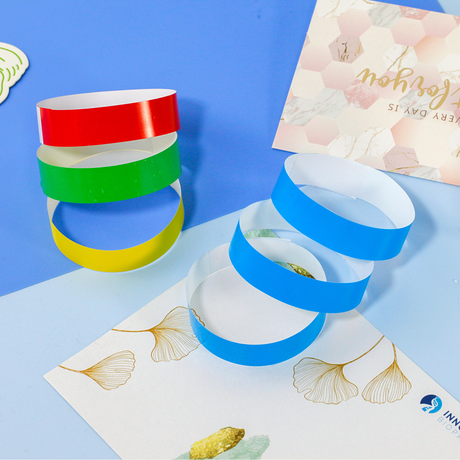 Custom Logo Printing Tyvek Paper Wristbands , Assorted Colored Paper Wristbands