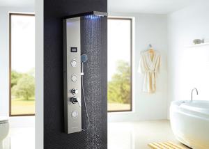 Wholesale Black and white 304 stainless steel rainfall shower head wall mounted shower panel set from china suppliers