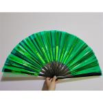 Reflective Large Folding Hand Fan PVC Bamboo 33*68cm For Party