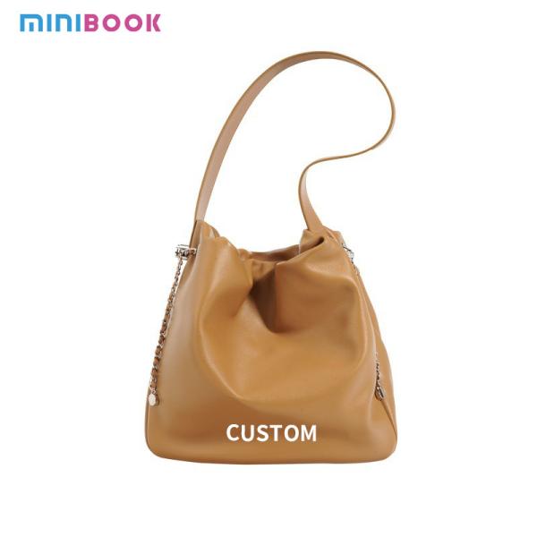Simple Genuine Leather Ladies Handbags Design Tote Bucket Bag Advantage for