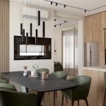 Custom Luxury Kitchen Cabinet Natural Color Wood Veneer Flat Kitchen Cabinet