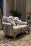 Antique Frame Chesterfield Carved Wood And Leather Sofa Set