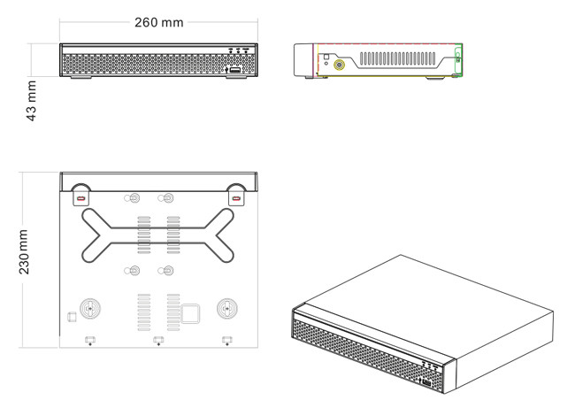 Digital 1U 16ch Hd Ip Nvr Video Recorder 5MP Support Remote View By Phone