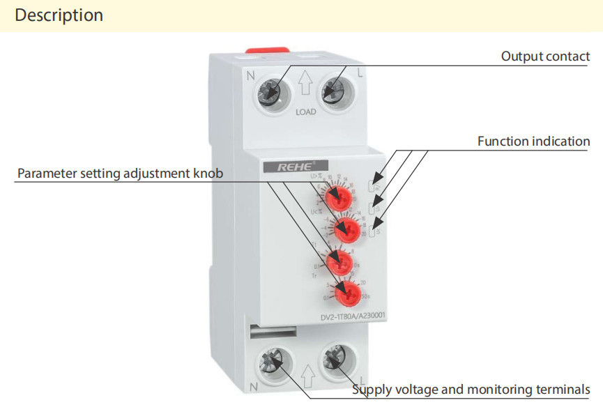DV2-1G80A Over Voltage and Under Voltage Protective Device Relay 80A