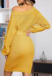 Knit Solid Color Slim Women'S Long Sleeve Off - Shoulder Dress Clothing For