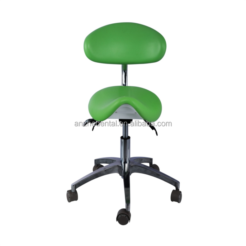 5 Universal Wheels Dentist Stool Green Color Metal Base Dentist Saddle Chair