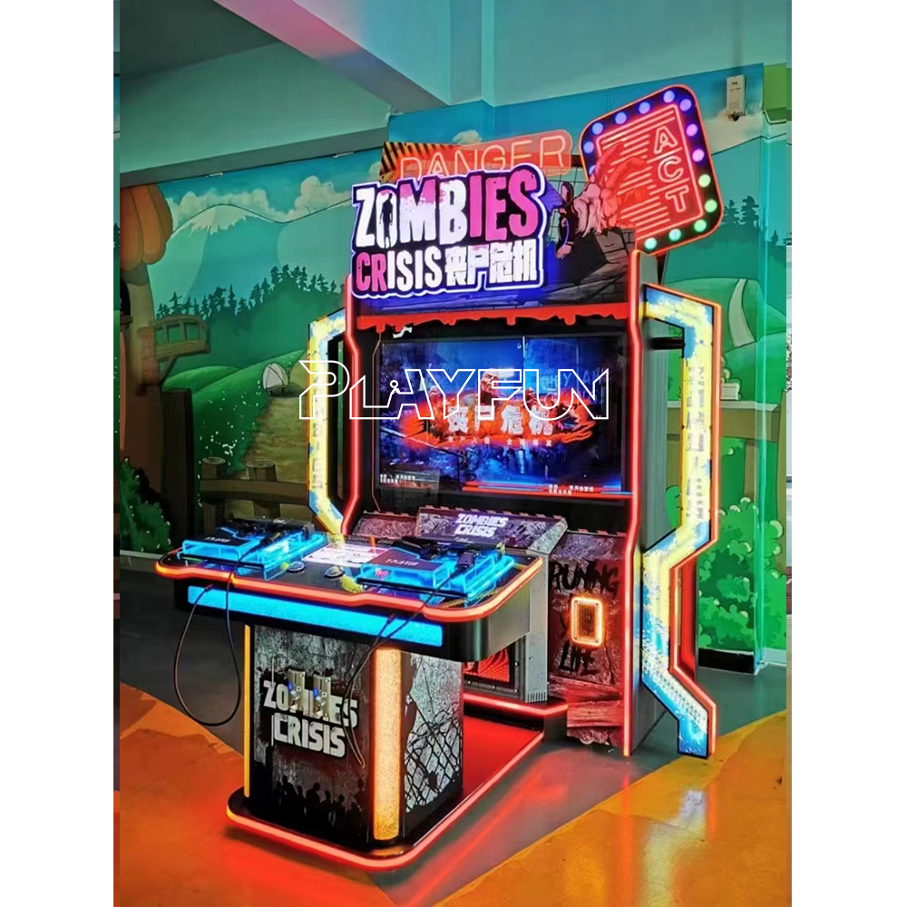 Big Screen Indoor Coin Operated Zombie Crisis Gun Shooting Game Machine Simulator Arcade Shooting Game Machine