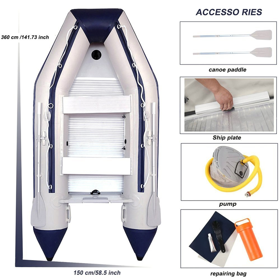 14.1 ft Inflatable Boat Inflatable Rescue & Dive Inflatable Raft Power Boat with outboard motor