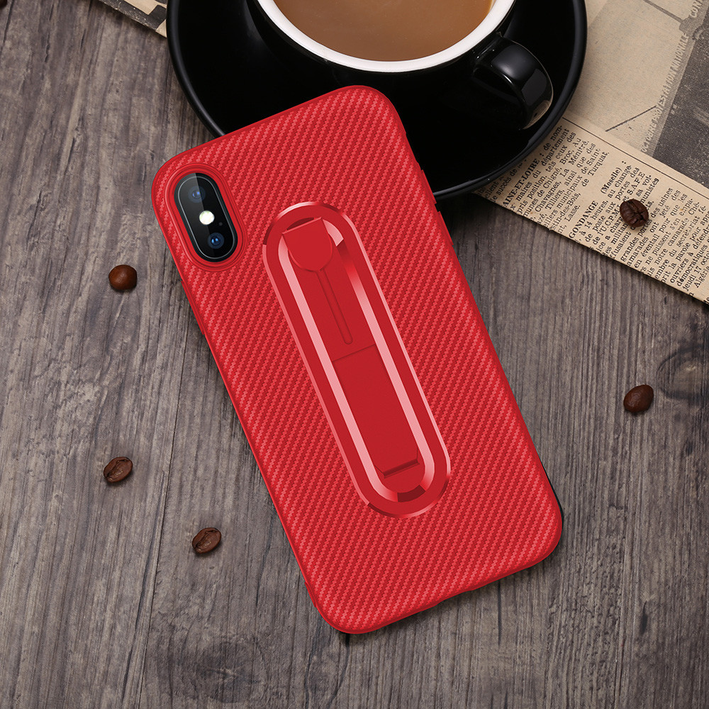 Color Black Carbon Fiber Invisible Kickstand TPU Case Back Cover For Samsung S7 Edge S9 Plus NOTE9 J2Prime J7Pro J6 2018