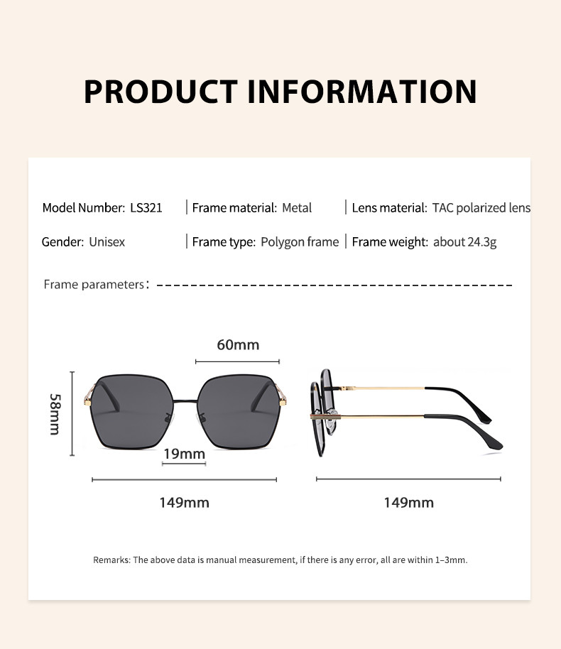 OEM Women'S Square Glasses Metal Frame , UV400 Protective Sunglasses Sunscreen