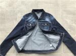 Womens Dark Wash Denim Jacket , Zip Through Ladies Trucker Jacket TW76740