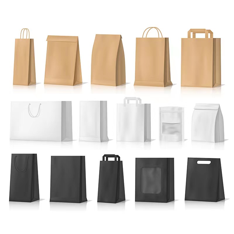 Varnishing Custom Printed Paper Bags Square Bottom Bags for clothing shoes