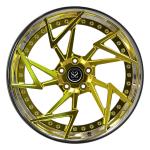 Polish Barrel +Gold Brush Disc Staggered 21 22 inches 2-PC Forged Alloy Rims 13J