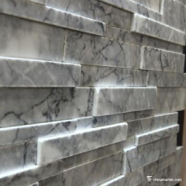 Natural Stone White Marble Stone Wall Cladding Flat Face Customized Size