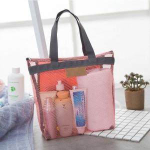Wholesale Eco Net Custom Pink Beach Bag Tote Compact Poolside Classic Rectangle from china suppliers