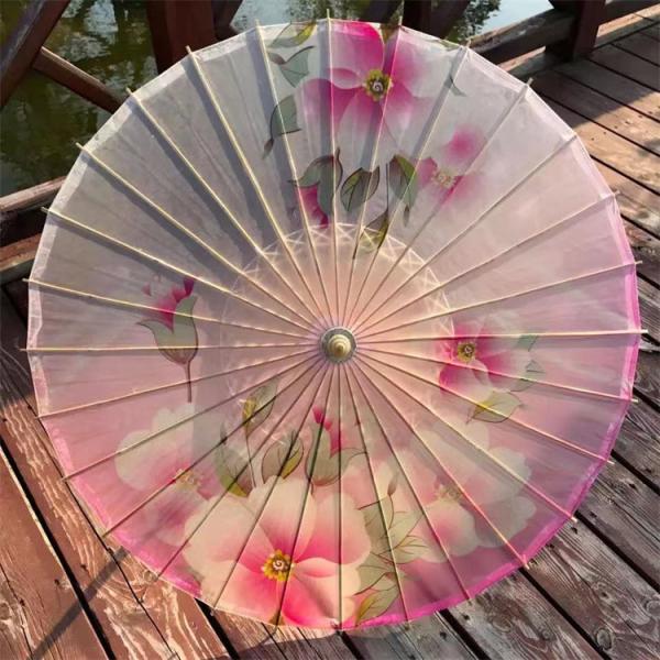 Ancient Chinese Style Oiled Paper Umbrella 42cm Radius 60cm Length Wooden Gourd