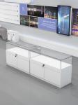 Full Vision Glass Retail Display Case Tempered Glass Counter For Jewellery Shop
