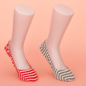 Wholesale Grey / Red Stripes Non Slip Invisible Socks No Show Liner Socks With Good Elasticity from china suppliers