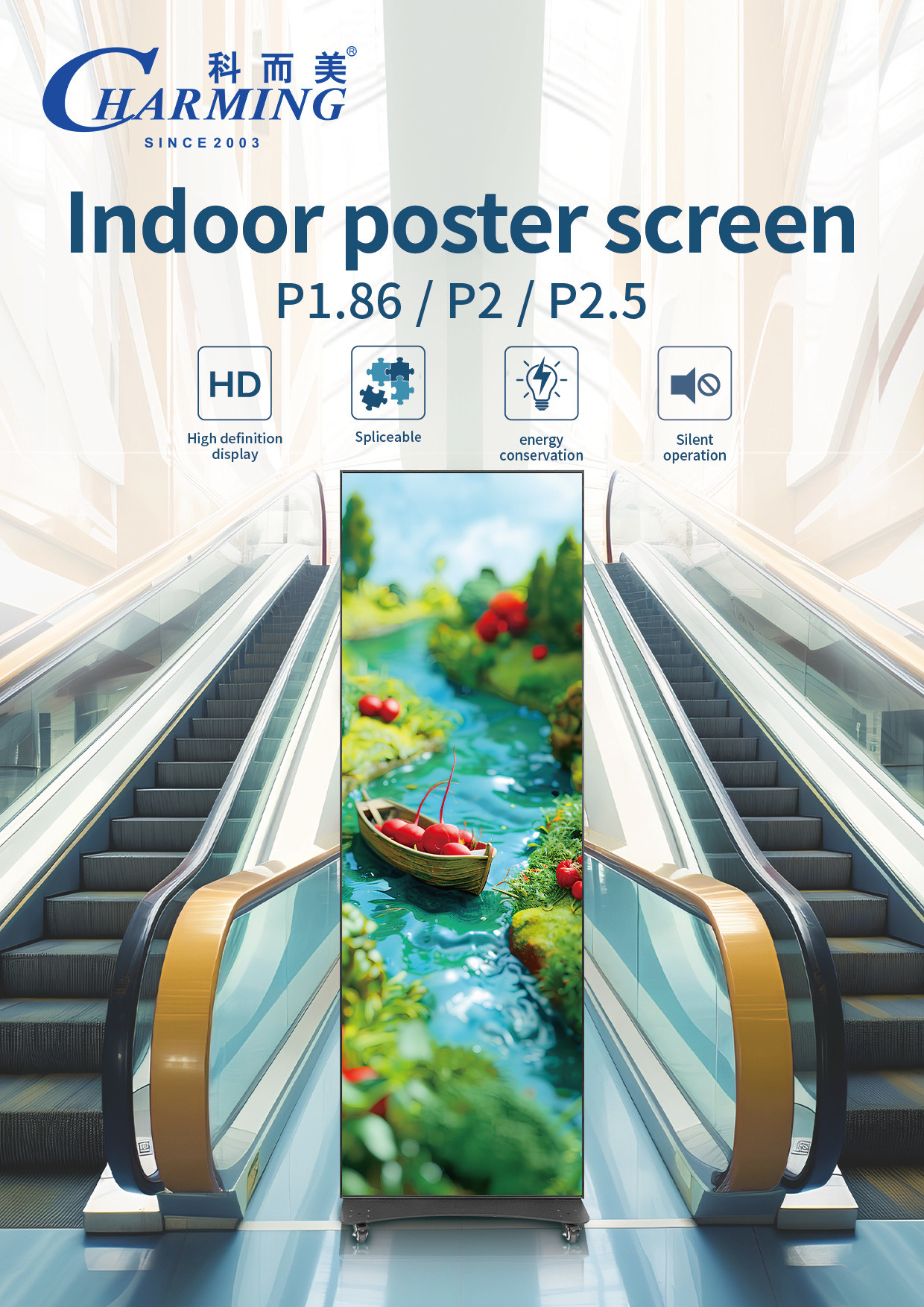 High Resolution Indoor Poster Advertising Led Screen Large Stand Digital Billboard