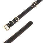 Alloy Hardware Genuine Leather Dog Collars Double D Ring For Medium Large Dogs