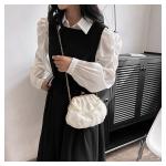2024 NEW RETRO FAIRY SOLID COLOR SMALL BAG WHITE HAND PEARL BAG WOMEN'S NET YARN