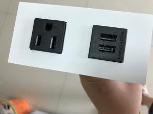 China Hidden Desktop Power Sockets With 1 Outlet / 2 USB Ports , Stainless steel Faceplates Tabletop Power Outlet on sale