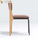 H83cm Nordic Fabric Luxury Upholstered Dining Chairs With Solid Wood Legs
