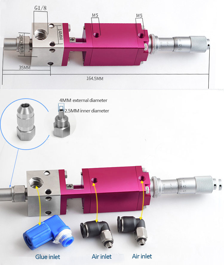 Single And Double Fluid Dispensing Valves For Glue Dispenser Machine