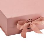 Customized Logo Folding Gift Box With Ribbon Closure Degradable Card Paper