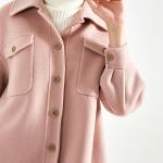 Vintage Lapel Collar Check Button Loose Woolen Long Coat Breathable Warm