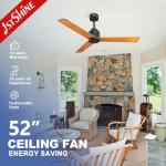 Large Airflow Ceiling Fan with Woundless Bent Wood Walnut Wood Blades and Smart