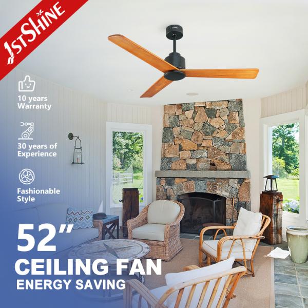 Large Airflow Ceiling Fan with Woundless Bent Wood Walnut Wood Blades and Smart