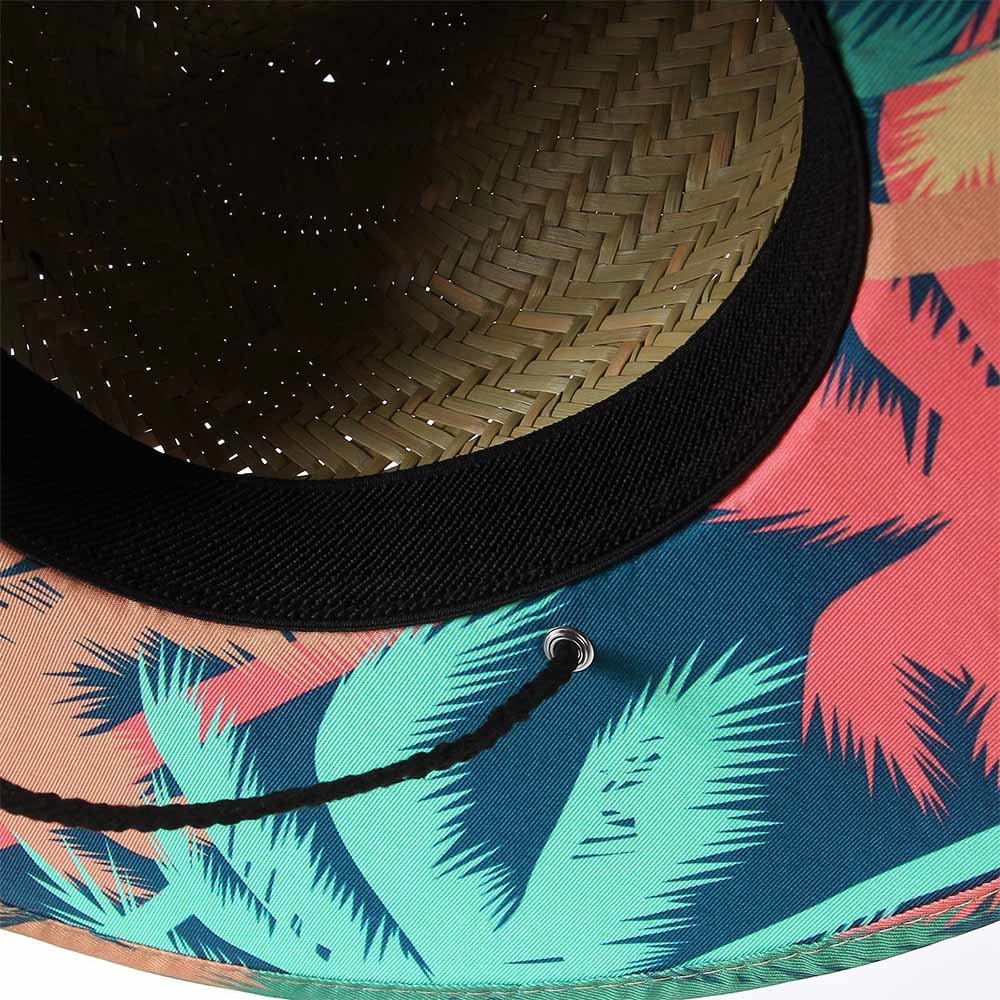Round Beach Patch Straw Hat For Tropical Fishing Eco Friendly