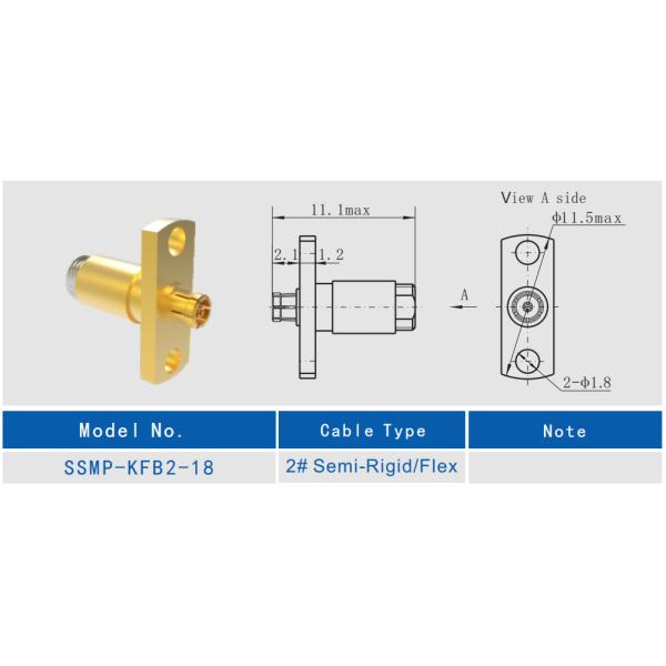SSMP Female Right Angle 2-hole Flange RF Cable Connector for CXN3506/MF108A