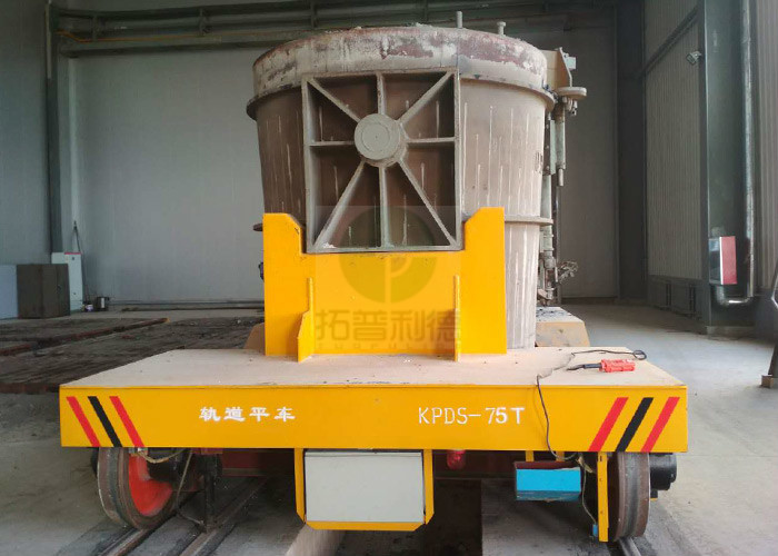 75 Ton Steel Mill Slag Transport Rail Operated Ladle Transfer Vehicle With V-Groove Deck