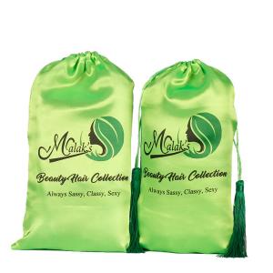 Wholesale Green Small Bundle Satin Gift Bag Pouch With Tassel 20x12cm Szie from china suppliers