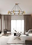 Minimalist Chandeliers Gold LED Black Ring Living Room Dining Lighting circular