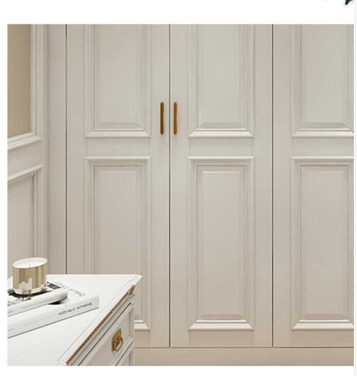 3 Door Oak Solid Wood Wardrobe Closet White Wardrobe With Drawers And Accessory
