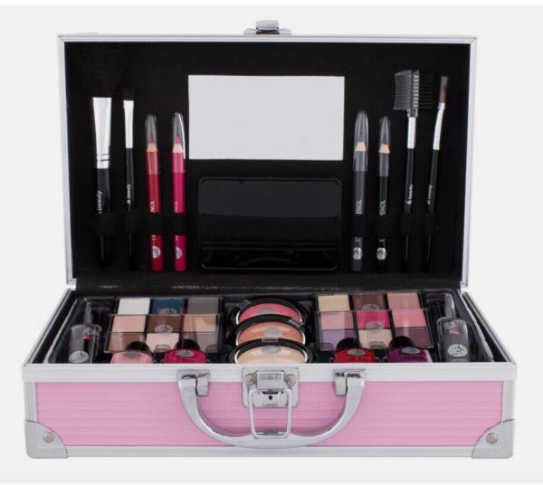 Pink Cosmetic Case 90 Degree Open and Multi - Purpose Aluminum Makeup Case For
