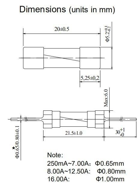 5x20mm Miniature Cartridge Fuse 1