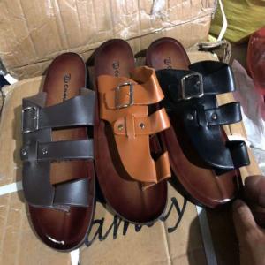 Wholesale Black Brown Mens Soft Leather Slippers Anti Skid Men's Summer Sandals from china suppliers