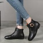 S229 Low-barreled handmade fresh literary style women's short boots top layer