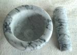 Household Stone Mortar And Pestle , Solid Marble Stone Bowl With Masher