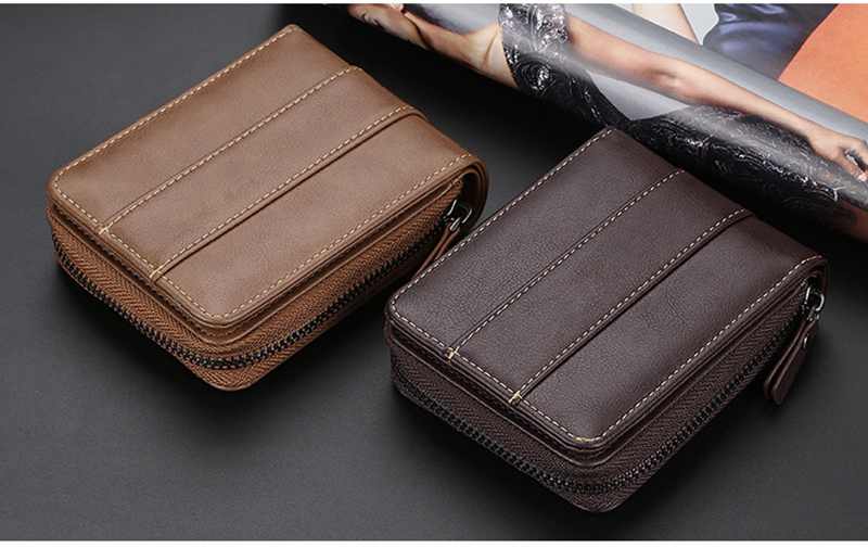 3 Colors Minibook Customized Men's Short Version Buckle Multi-card Coin Three Fold Zipper Wallet