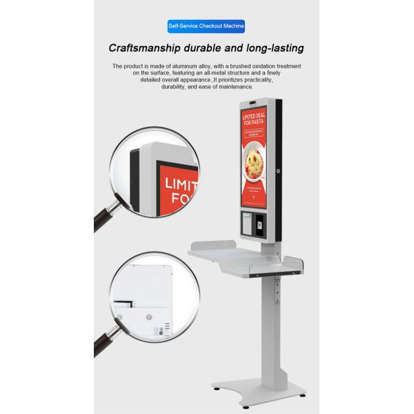 27 inch Indoor Checkout Self Service POS Kiosk With RFID IC Card-reader Kiosk Camera Microphone