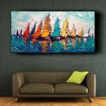 Customized Size Accepted Modern Hand-painted Seascape Wall Art for Living Room