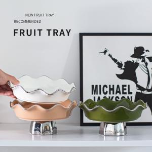 Wholesale Flower Shape Dessert Stand Ceramic Dry Fruit Tray Porcelain Dessert Plate Stoneware Fruit Plate from china suppliers