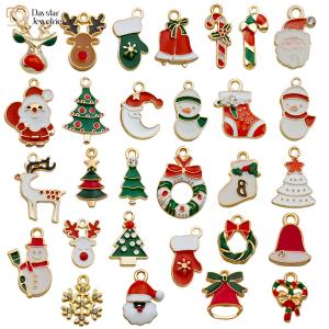 Wholesale Gold Plated Enamel Christmas Charms For Jewelry Making Earrings Necklace Bracelet from china suppliers