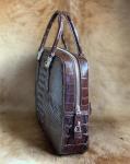 Alligator Leather Key Lock Closure Businessmen Laptop Briefcase Genuine