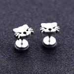 New Fashion Earrings Baby Happy Cat Screwback Girls Stud Earrings